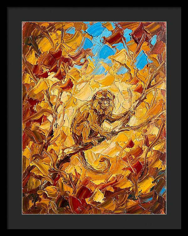 Monkey Among Autumn Leaves