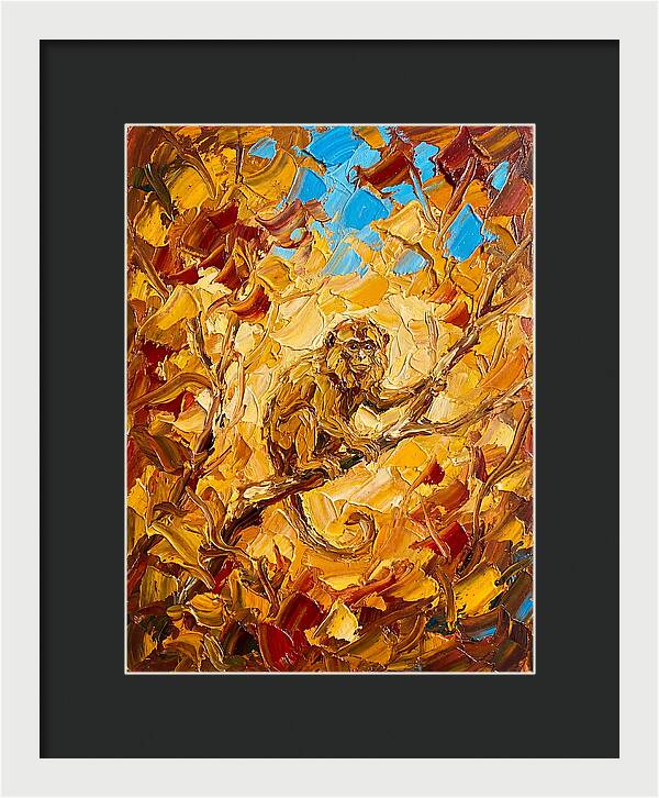 Monkey Among Autumn Leaves