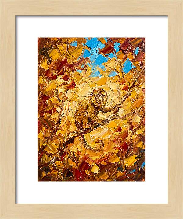 Monkey Among Autumn Leaves