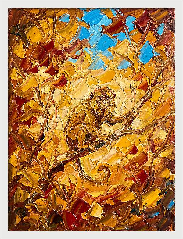 Monkey Among Autumn Leaves