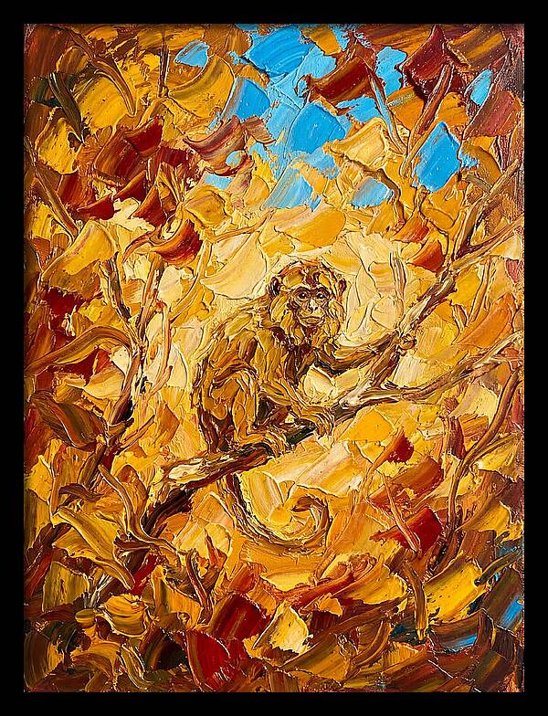 Monkey Among Autumn Leaves