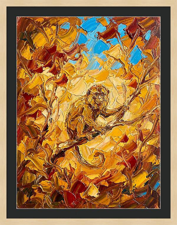Monkey Among Autumn Leaves