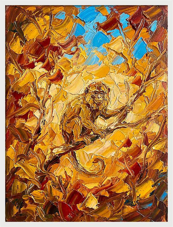 Monkey Among Autumn Leaves