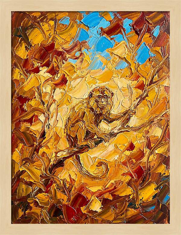 Monkey Among Autumn Leaves