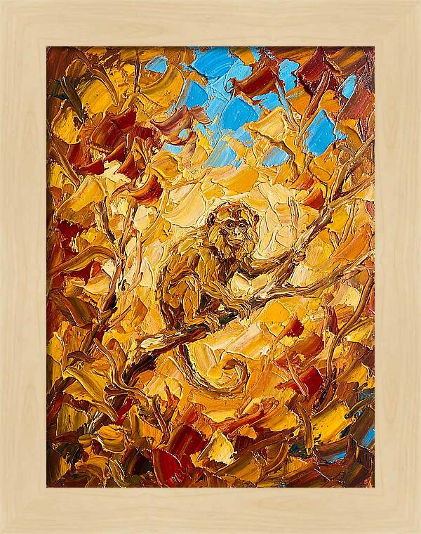 Monkey Among Autumn Leaves