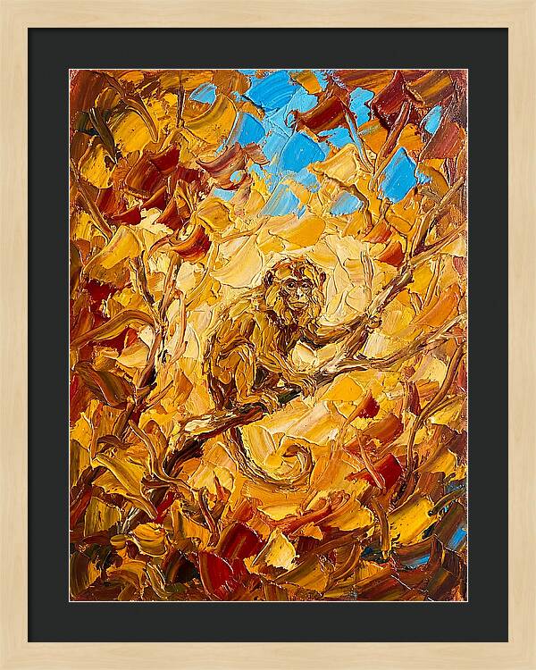 Monkey Among Autumn Leaves
