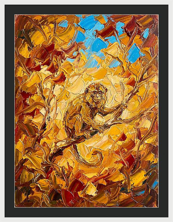 Monkey Among Autumn Leaves