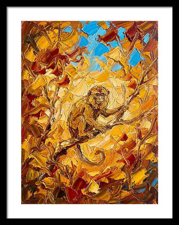 Monkey Among Autumn Leaves