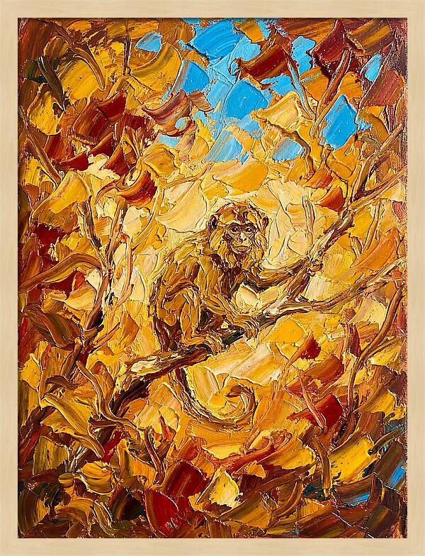 Monkey Among Autumn Leaves