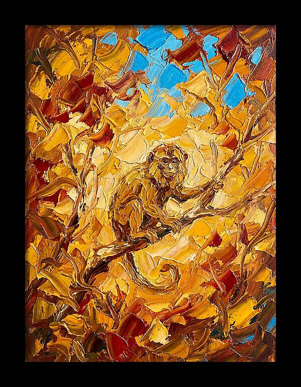 Monkey Among Autumn Leaves