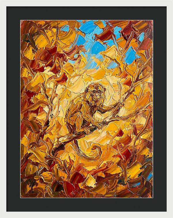 Monkey Among Autumn Leaves