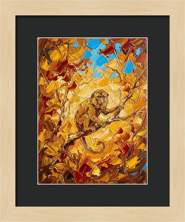 Monkey Among Autumn Leaves