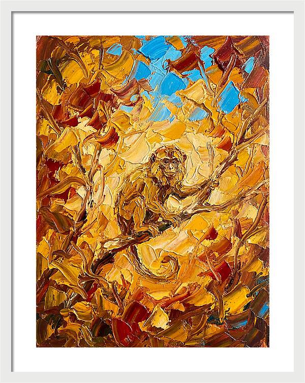 Monkey Among Autumn Leaves