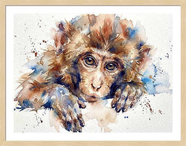 Monkey Watercolor Portrait
