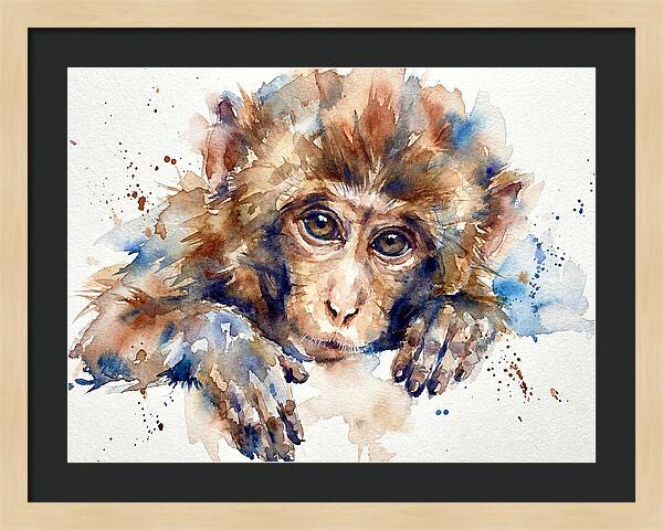 Monkey Watercolor Portrait