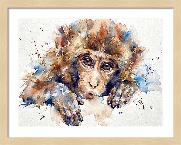 Monkey Watercolor Portrait