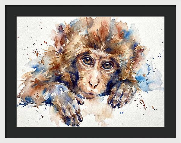 Monkey Watercolor Portrait