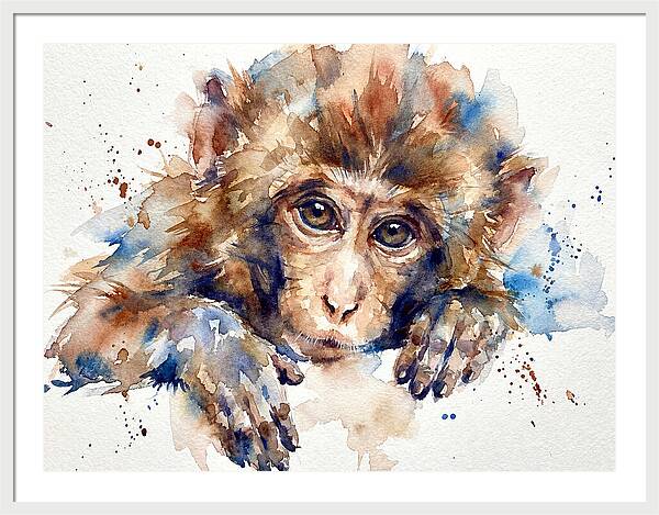 Monkey Watercolor Portrait