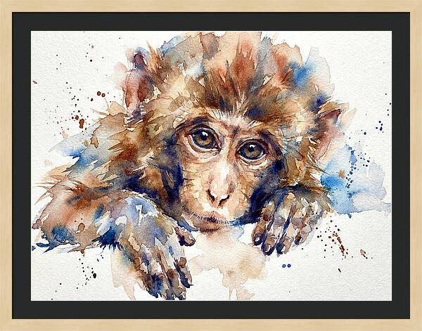 Monkey Watercolor Portrait