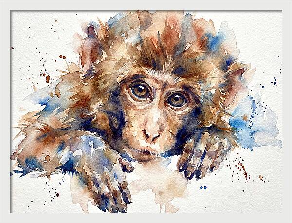 Monkey Watercolor Portrait