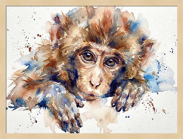 Monkey Watercolor Portrait