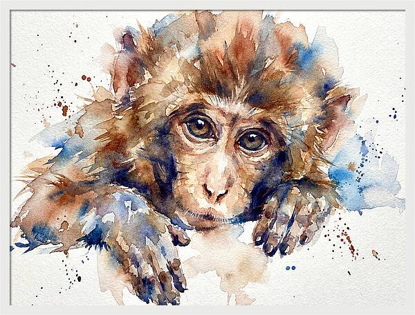 Monkey Watercolor Portrait