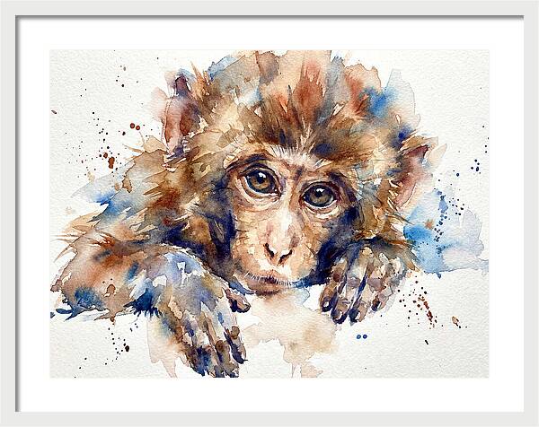 Monkey Watercolor Portrait
