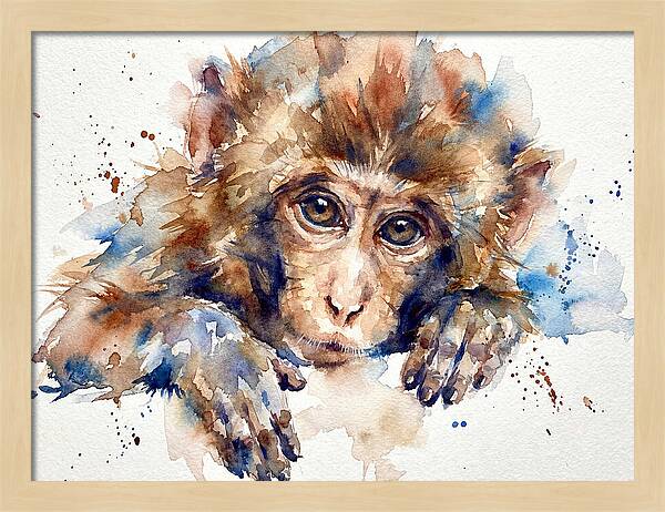 Monkey Watercolor Portrait