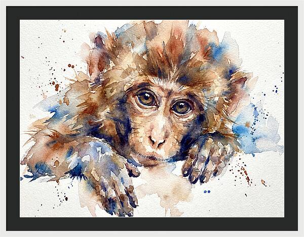 Monkey Watercolor Portrait