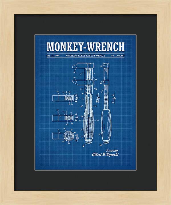 Monkey Wrench Blueprint Patent Us1145597a