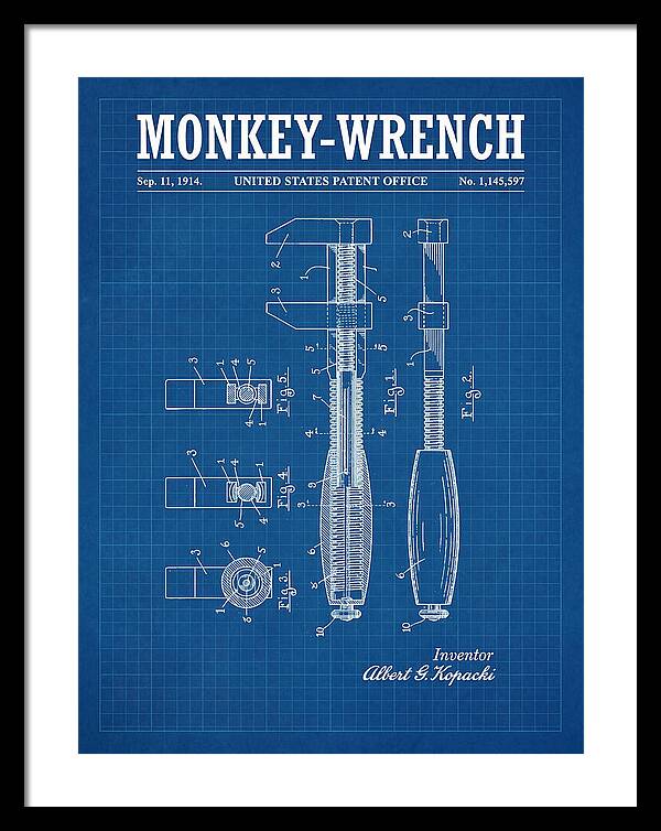 Monkey Wrench Blueprint Patent Us1145597a