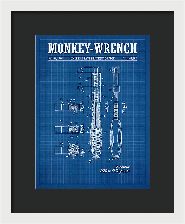 Monkey Wrench Blueprint Patent Us1145597a