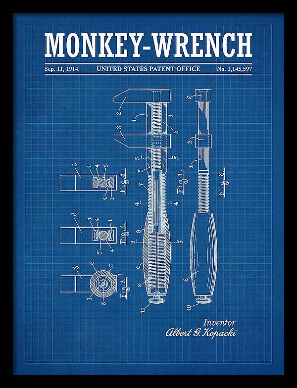 Monkey Wrench Blueprint Patent Us1145597a