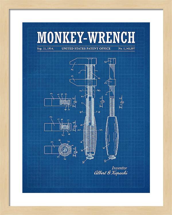 Monkey Wrench Blueprint Patent Us1145597a