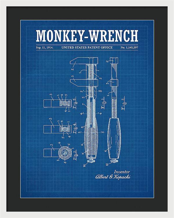 Monkey Wrench Blueprint Patent Us1145597a
