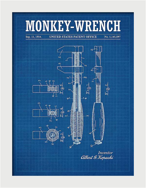 Monkey Wrench Blueprint Patent Us1145597a