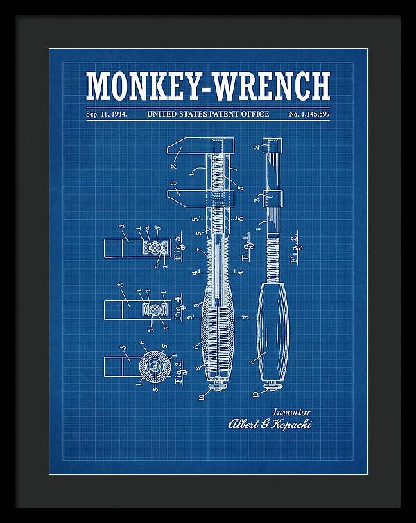 Monkey Wrench Blueprint Patent Us1145597a