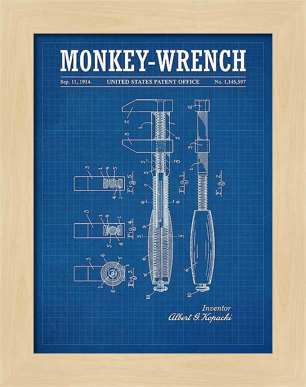 Monkey Wrench Blueprint Patent Us1145597a