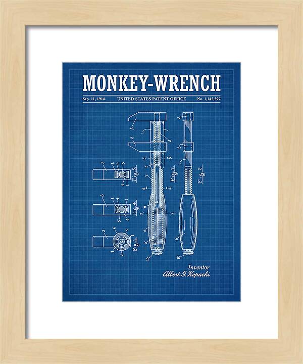 Monkey Wrench Blueprint Patent Us1145597a
