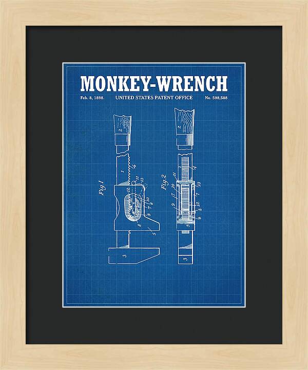 Monkey Wrench Blueprint Patent Us598588a
