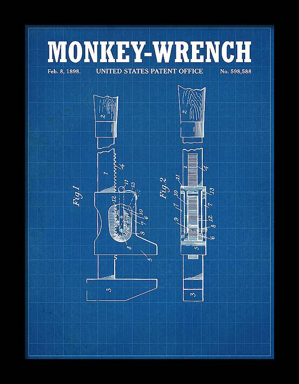 Monkey Wrench Blueprint Patent Us598588a