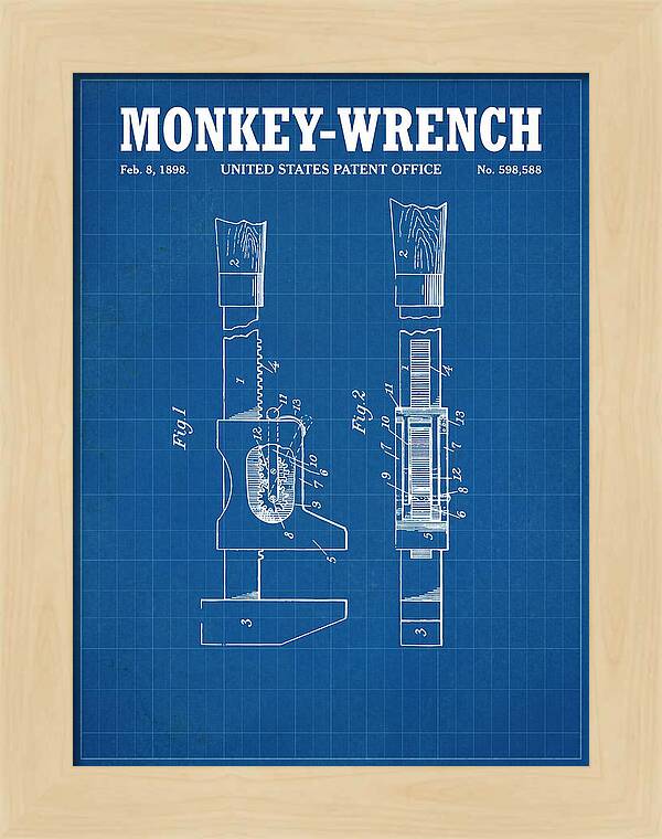 Monkey Wrench Blueprint Patent Us598588a