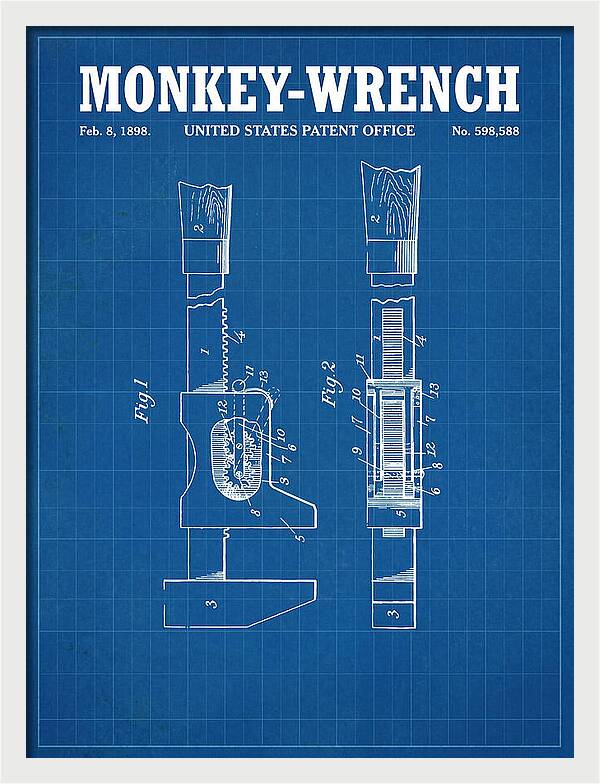 Monkey Wrench Blueprint Patent Us598588a