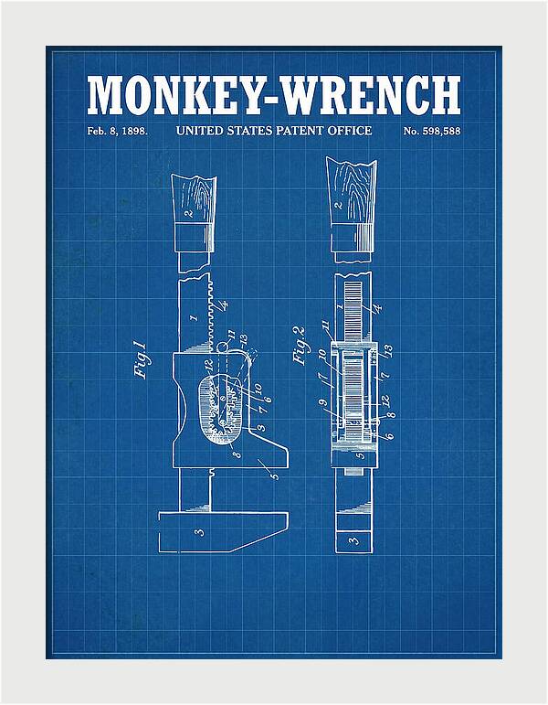 Monkey Wrench Blueprint Patent Us598588a