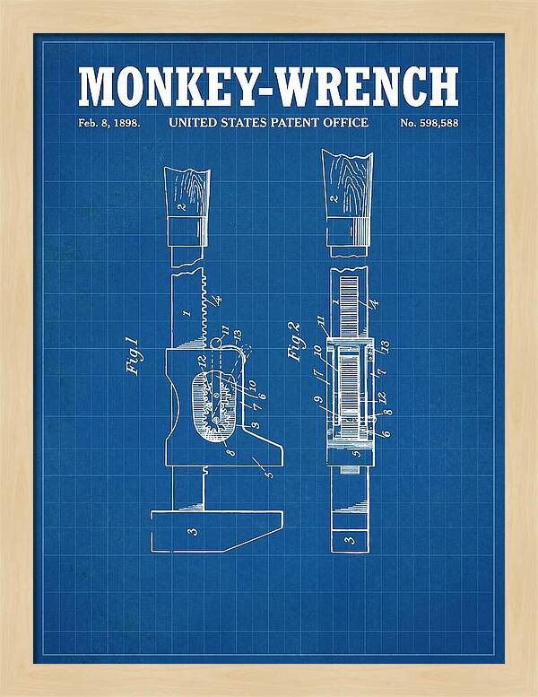 Monkey Wrench Blueprint Patent Us598588a