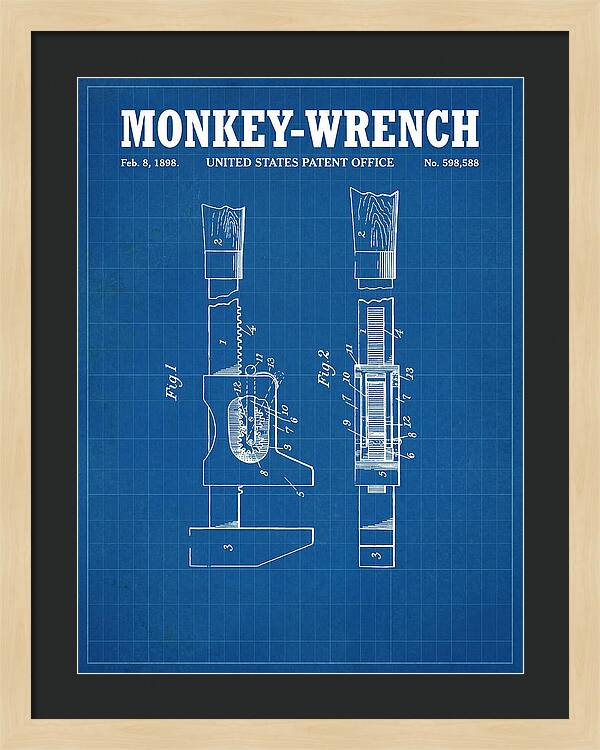 Monkey Wrench Blueprint Patent Us598588a