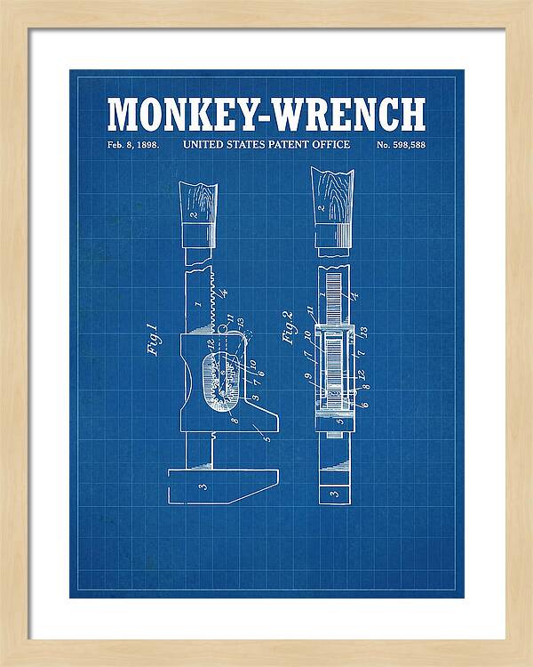 Monkey Wrench Blueprint Patent Us598588a