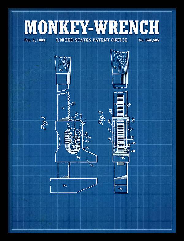 Monkey Wrench Blueprint Patent Us598588a