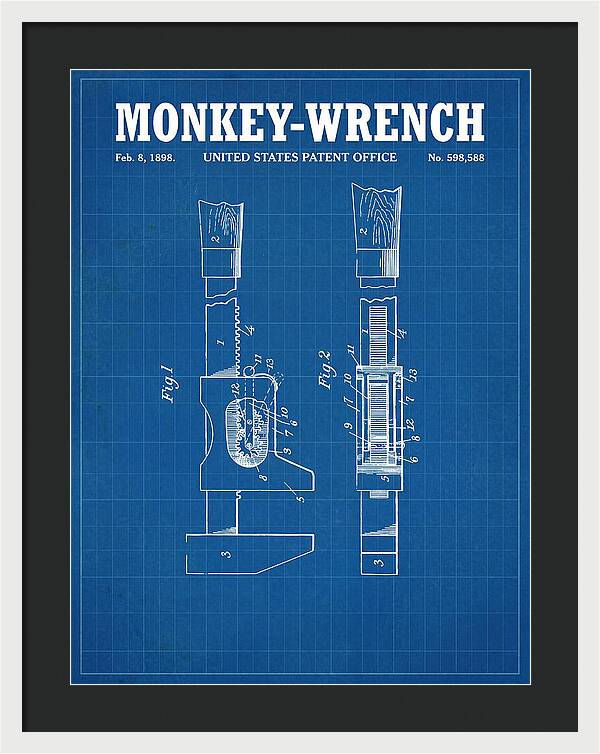 Monkey Wrench Blueprint Patent Us598588a