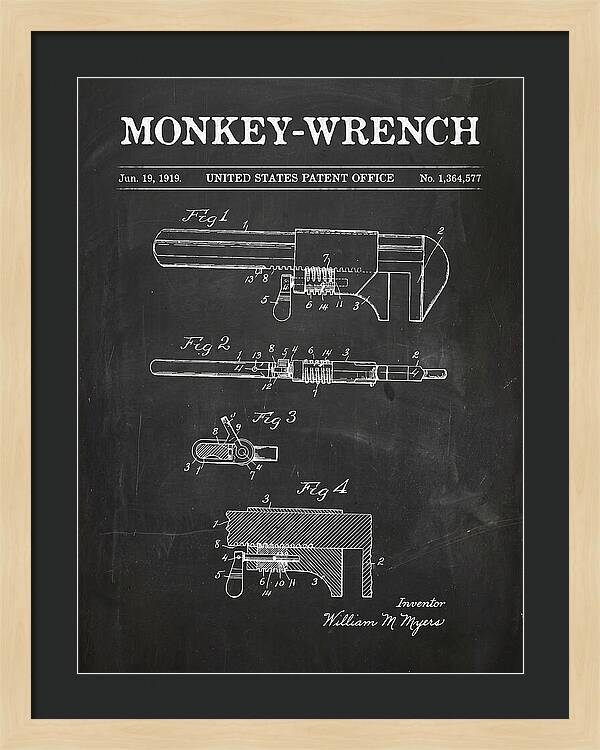 Monkey Wrench Chalkboard Patent Us1364577a
